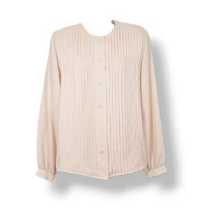 Vintage 90's Liz Claiborne Pintuck Pleat Balloon Sleeve Blouse Pink Blush Size 4